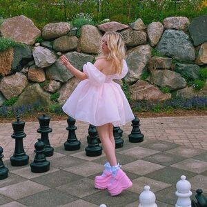 Peach Selkie Puff Dress